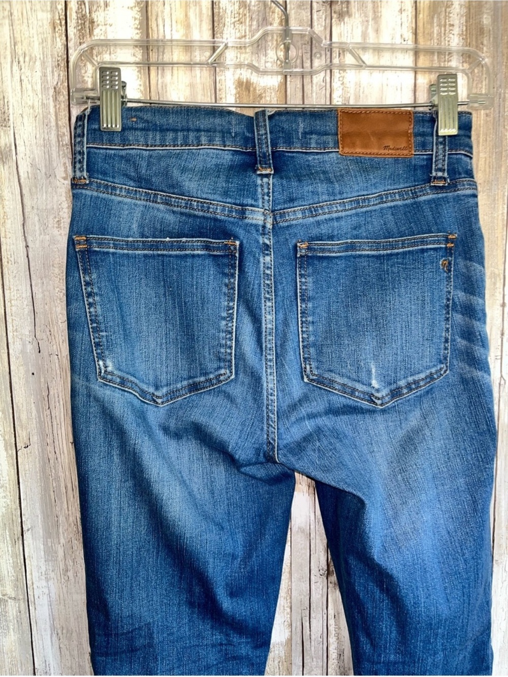 Madewell Cali Demi Boot Jeans 24 Distressed Raw Hem Button Fly Medium Wash - Picture 6 of 9
